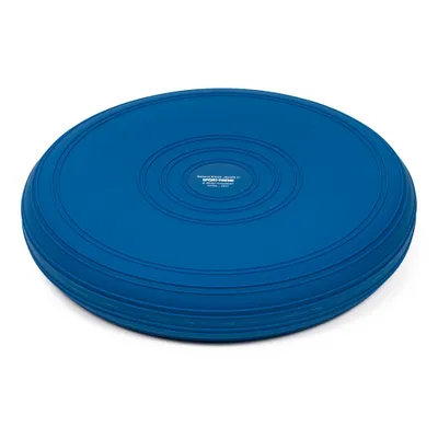 A blue balance cushion on a white background.