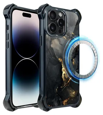 Produktbild von Schutzhülle für das iPhone 14 Pro Max, MagSafe-kompatibel, verstärkte Ecken, schwarz, Schwarzer Marmor
