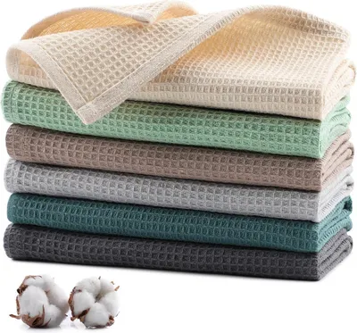 Produktbild von 6er Set Waffeltücher 35x35cm Küchentücher Baumwolle Saugfähig Premium