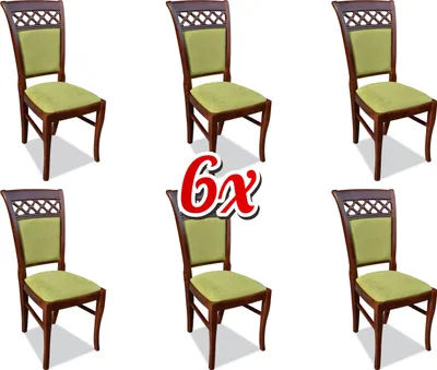 Produktbild von Esszimmer Stühle Holz Design Sessel Polster Set 6x Stühle Stuhl Textil Gruppen