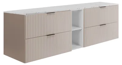 Produktbild von Wandhängender Badezimmerschrank, Kaschmir / weißem Marmor-Optik (MDF), 180 x 57 x 46 cm