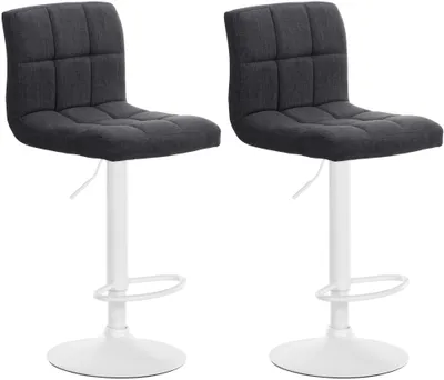 Produktbild von CLP 2er Set Barhocker Calma Stoff drehbar und höhenverstellbar dunkelgrau Material Gestell Metall matt weiss