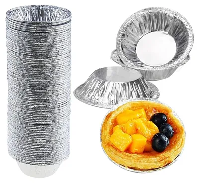Imagen del producto de Moldes desechables de aluminio con forma de huevo, 100 unidades, mini moldes para tartaletas, para la cocina