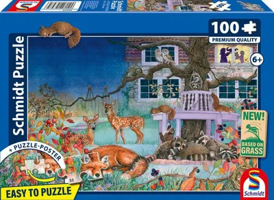 Immagine prodotto di Puzzle, Schmidt Spiele, Visita notturna agli animali, 100 pezzi, Dai 6 anni in su