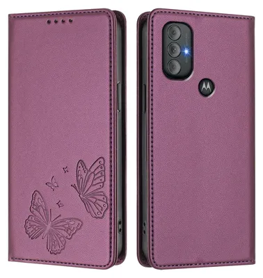 Image de Étui en cuir pour Motorola Moto G Power 2022, motif papillon, étui portefeuille à rabat avec support, violet
