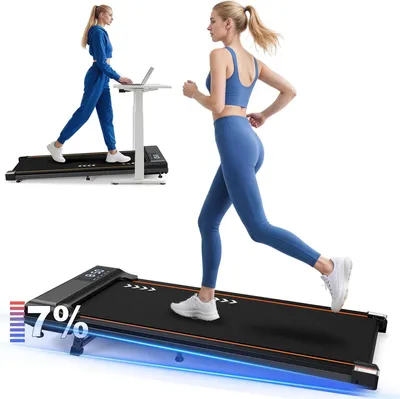 Immagine prodotto di Walking Pad per la casa - Tapis roulant da scrivania - Inclinazione regolabile - Superficie di corsa 80-120 × 30-50 cm - Senza display/Bluetooth - Non pieghevole