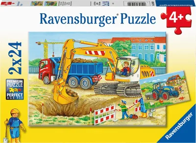 Imagen del producto de Rompecabezas Ravensburger: Granja y obra en construcción. 2 rompecabezas de 24 piezas, a partir de 4 años
