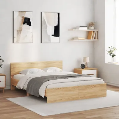 Produktbild von "Rabatt" Bettgestell Komfort - mit Lattenrost - mit Kopfteil Sonoma-Eiche 140x200 cm - Klassische Betten CC9149