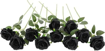 Image de Kunstzijden Bouquet de fleurs, 10 pièces, pour la maison, le bureau et les mariages, noir