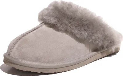 Produktbild von Lammfell Pantoffel NADINE mit Fellkranz platin grau 38