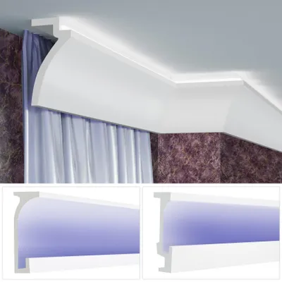 Produktbild von LED Gardinenblenden aus Polyurethan- lichtundurchlässig, leicht und schlagzäh - Tesori Gardinen Stuckleisten