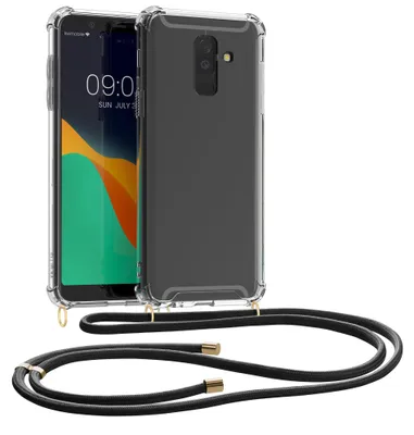 Produktbild von kwmobile Necklace Case kompatibel mit Samsung Galaxy A6+/A6 Plus (2018) Hülle - Silikon Cover mit Handykette - Band Handyhülle Transparent Schwarz