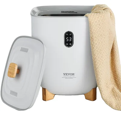 Produktbild von VEVOR Handtuchwärmer für das Badezimmer, Handtuchwärmer-Eimer mit Kindersicherung & Hochtemperaturanzeige & 24-Stunden-Verzögerungstimer & automatischer Abschaltung, geeignet für bis zu 4 übergroße Badetücher, Decken, Kleidung, Bademäntel und mehr, 25 L-LED Bildschirm-a, Grau