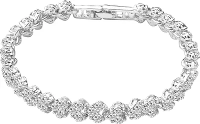 Produktbild von Damen-Armband, modisch, voller Zirkonia, eingelegt, Armreif, Party-Schmuck, Geschenk-Silber