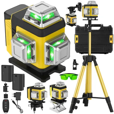 Produktbild von 3D Linienlaser - 16 Linien Laser-Wasserwaage - Selbstnivellierend - 360° Abdeckung - Ohne Akku - Kunststoffkoffer - Grüner Laser