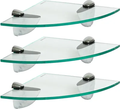 Produktbild von Harbour Housewares Eckregale aus Glas, schwebend – 20 cm – 3er-Pack