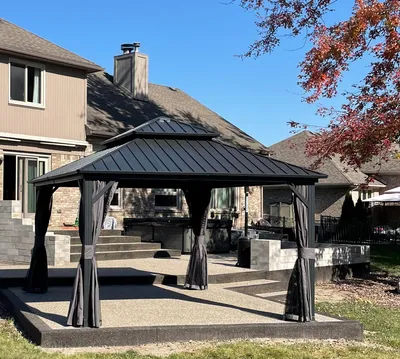 Produktbild von PURPLE LEAF Economy Hardtop Pavillon 3,65x4,25 m wasserdicht, winterfest und stabil, geeignet für den Garten, Grau