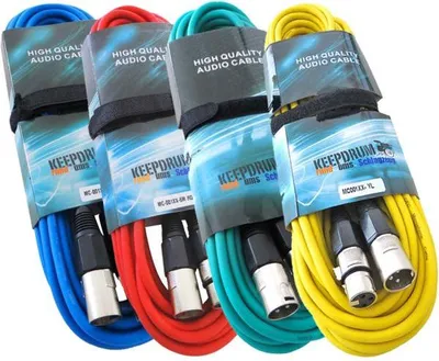 Produktbild von keepdrum 6m Mikrofonkabel Set XLR RD-BL-GR-YW 4 Stück