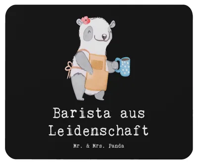 Produktbild von Mr. & Mrs. Panda Mauspad Barista Leidenschaft - Schwarz - Geschenk, laptop, Mouse Pad, Eröffnung Cafe, pc, Ausbildung, mausunterlage, Mousepad, Kaffee