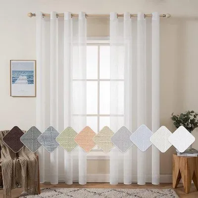 Obrázok produktu pre Unyqoos® Súprava dvoch priehľadných závesov z voilu – 140 x 260 cm, 100% polyester, priepustné svetlu, elegantné, vhodné do obývačky a spálne