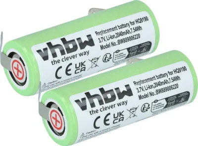 Produktbild von vhbw 2x Akku kompatibel mit Philips Norelco RQ1250, RQ1280, RQ1290, RQ1260 Rasierer (2040 mAh, 3,7 V, Li-Ion)