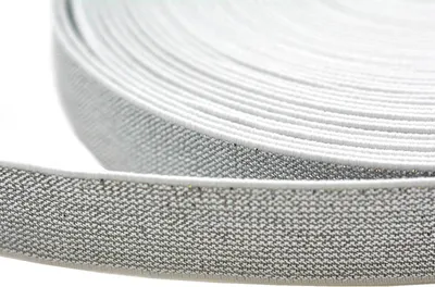 10m edles Glitzer-Gummiband elastisches Glitzerband weiß schwarz 20mm