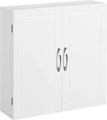 Produktbild von Hängeschrank für das Badezimmer – Wandregal mit 2 Türen – 60 x 18 x 60 cm – Mattweiß – Skandinavischer Stil