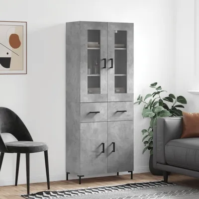 Produktbild von vidaXL Highboard Betongrau 69,5x34x180 cm Holzwerkstoff