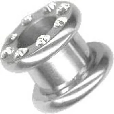 Produktbild von Ohr Flesh Tunnel Piercing Crystal Steine Stahl Screw on 8mm