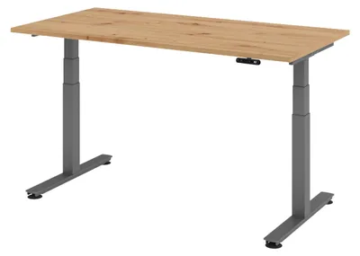 Produktbild von bümö Schreibtisch elektrisch XDSM - Größe: 160 x 80 cm, Nachbildung: Asteiche, Gestell: Graphit