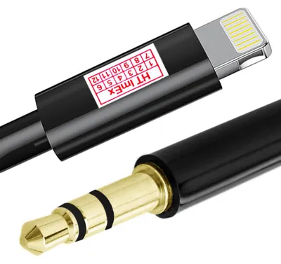 Produktbild von Kompatibel mit iphone zu AUX 3,5mm Kopfhörer Klinke Adapter Kabel - Schwarz 1m