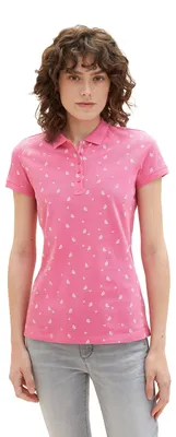 Produktbild von TOM TAILOR Damen Basic Slim Fit Polo Shirt,32659 - Pink Floral Design,L
