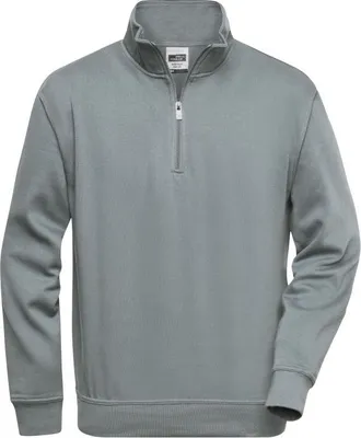 Produktbild von James & Nicholson Sweatshirt Workwear, Half Zip, Gr.S,d-grau