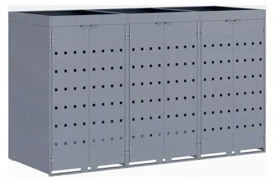 Produktbild von Wagenmüllbehälter für 3 Behälter in Hellgrau 204 x 77,5 x 121,5 cm