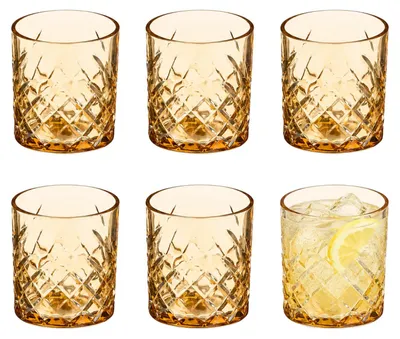 Produktbild von Vivalto Trinkglaser Fantasy - 6x Stuck - 350 ml - Glas - bernsteinfarben transparent - Wasserglaser