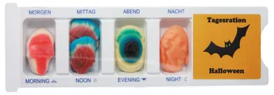 Produktbild von Tablettenbox Halloween Fledermaus mit Fruchtgummi Scherzartikel 25g