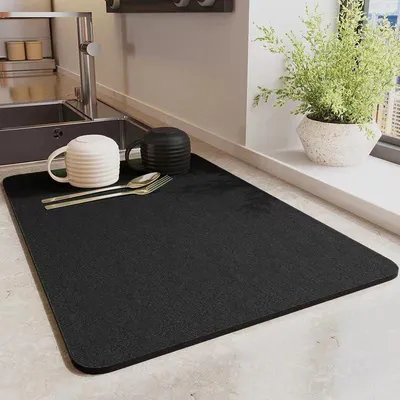 Productafbeelding van Absorbermat voor koffiemachine en servies - Sneldrogend en antislip - Keukenonderzetter - 30x40 cm - Zwart