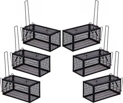 Immagine prodotto di 6 pezzi Trappola per topi viva | trappola a cestello con fori di aerazione in metallo | trappola per martore - trappola viva per topi, conigli | trappola per topi riutilizzabile | trappola per topi per uso interno ed esterno | trappola a scatola professionale
