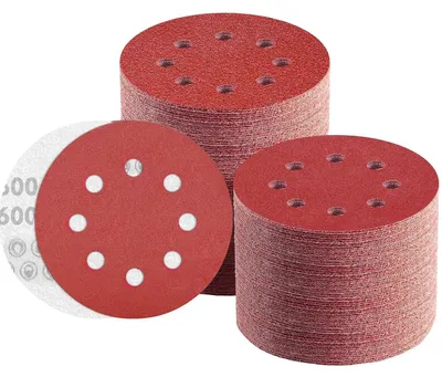 Zdjęcie produktu dla Papier ścierny 125mm z rzepem, ziarno 600, 8 otworów, 110 sztuk, do szlifierki oscylacyjnej