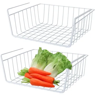 Image de Omgoods - Lot de 2 paniers de rangement pour placards - Paniers suspendus en métal pour la cuisine et la salle de bain
