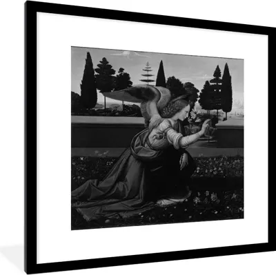 Produktbild von MuchoWow® MuchoWow® Gerahmtes Poster Die Verkündigung von Leonardo - Leonardo da Vinci 40x40 cm - Poster mit zchwarzem Bilderrahmen - Poster - Plakat im Rahmen