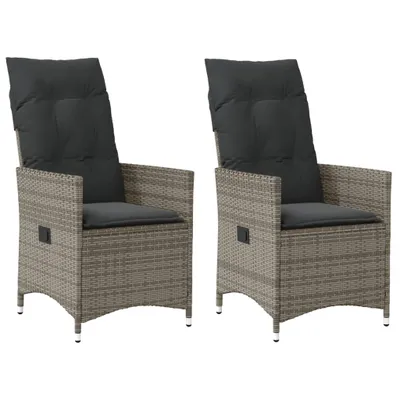 Produktbild von Gartensessel mit Kissen 2 Stk. Verstellbar Grau Poly Rattan