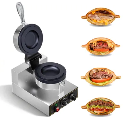 Immagine prodotto di Macchina per waffle elettrica per gelato - Pressa per hamburger, gelato e panini - 1200 W - Argento