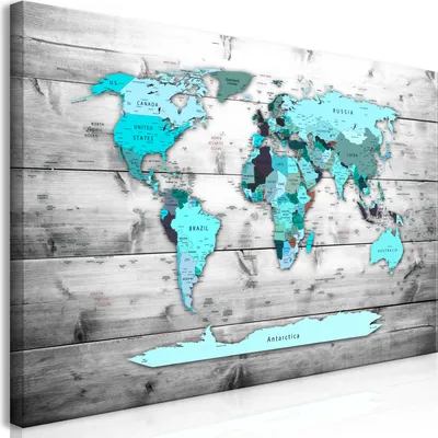 Immagine prodotto di Murale mega XXXL mappa del mondo 250x125 cm pezzo unico formato XXL stampa d'arte per il montaggio su tela immagini moderne immagini fai da te decorazione murale casa decorazione continenti legno look k-B-0009-ak-h