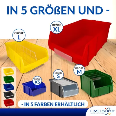 Produktbild von 6x Stapelbox Aufbewahrungsbox Grün M - extra stabile Sichtlagerkasten stapelbar