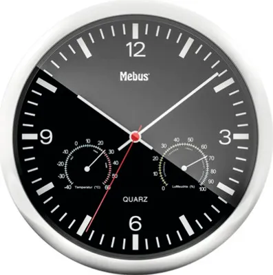 Produktbild von Wanduhr mit Thermometer und Hygrometer schwarz Ø 25 cm