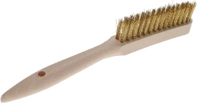 Image de Osborn brosse métallique 2 rangées - Brosse métallique manuelle avec manche en bois - Brosse en laiton, fil de laiton droit