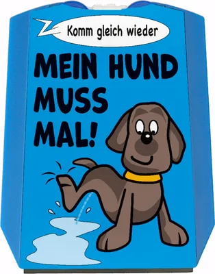 Produktbild von Hund muss mal! Parkscheibe in blau mit 2 Einkaufswagenchips