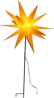 Produktbild von LED Stern gelb, 58 cm Stab 1 LED warmweiß, Timer 6/18 Stunden, IP44