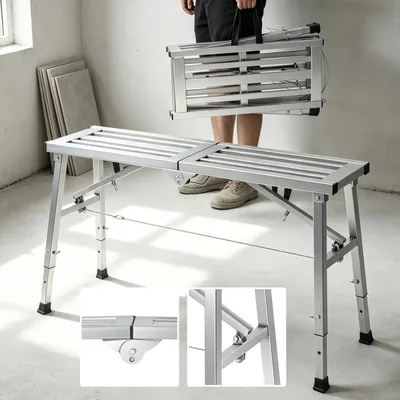 Obrázok produktu pre Pracovná doska ISOISL, skladacia, 120 x 29 cm, výškovo nastaviteľná (56-80 cm), oceľ, nosnosť 150 kg